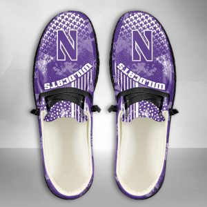 NCAA Northwestern Wildcats Hey Dude Shoes Wally Lace Up Loafers Moccasin Slippers HDS3034
