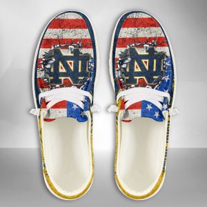 NCAA Notre Dame Fighting Irish Hey Dude Shoes Wally Lace Up Loafers Moccasin Slippers HDS1676