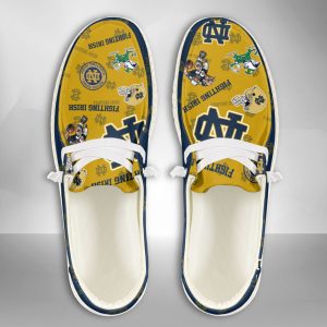 NCAA Notre Dame Fighting Irish Hey Dude Shoes Wally Lace Up Loafers Moccasin Slippers HDS1935