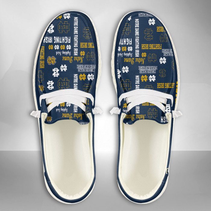 NCAA Notre Dame Fighting Irish Hey Dude Shoes Wally Lace Up Loafers Moccasin Slippers HDS2091