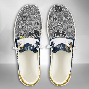 NCAA Notre Dame Fighting Irish Hey Dude Shoes Wally Lace Up Loafers Moccasin Slippers HDS2236