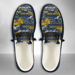 NCAA Notre Dame Fighting Irish Hey Dude Shoes Wally Lace Up Loafers Moccasin Slippers HDS2356