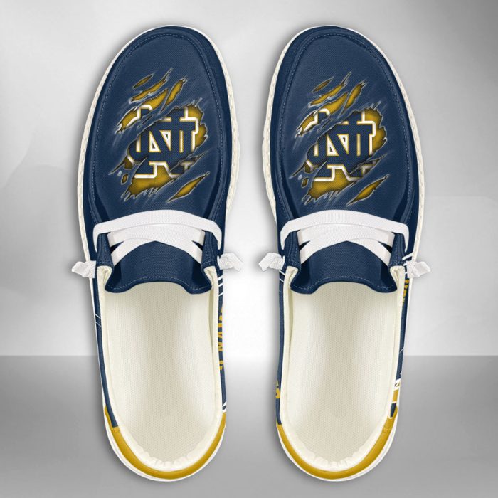 NCAA Notre Dame Fighting Irish Hey Dude Shoes Wally Lace Up Loafers Moccasin Slippers HDS2484