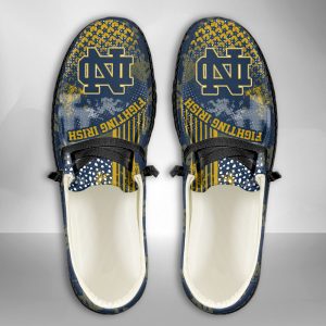 NCAA Notre Dame Fighting Irish Hey Dude Shoes Wally Lace Up Loafers Moccasin Slippers HDS3164