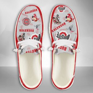 NCAA Ohio State Buckeyes Hey Dude Shoes Wally Lace Up Loafers Moccasin Slippers HDS1933
