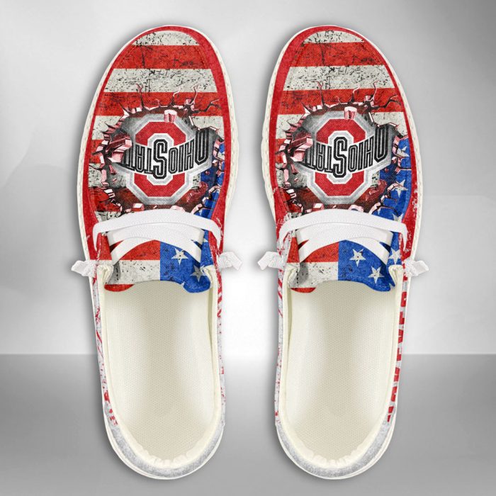 NCAA Ohio State Buckeyes Hey Dude Shoes Wally Lace Up Loafers Moccasin Slippers HDS2178