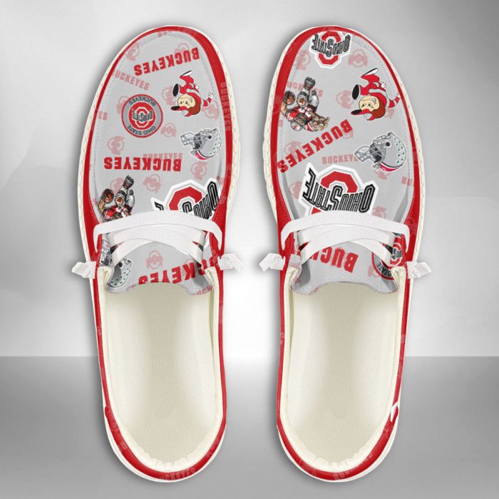 NCAA Ohio State Buckeyes Hey Dude Shoes Wally Lace Up Loafers Moccasin Slippers HDS2305