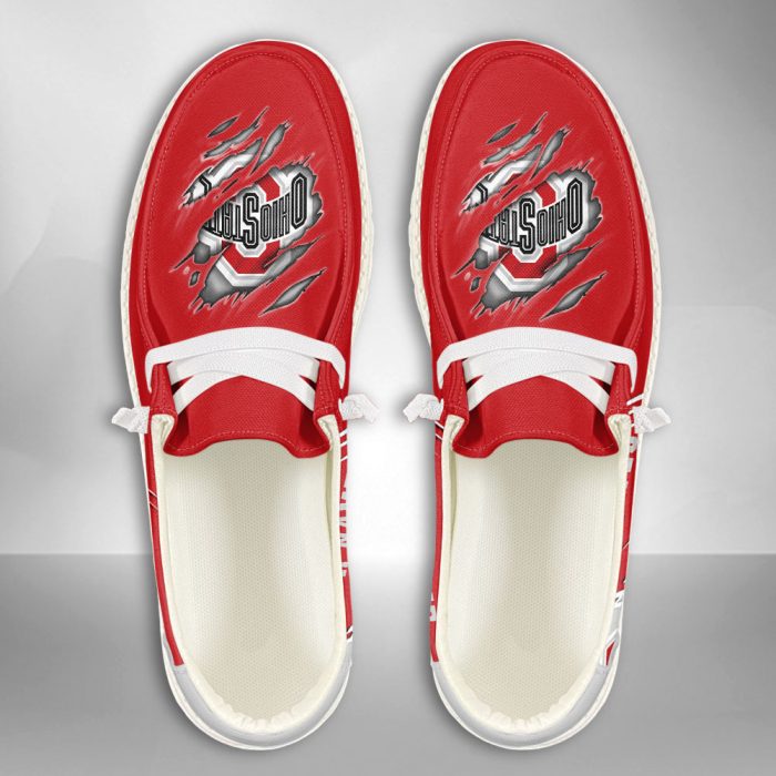 NCAA Ohio State Buckeyes Hey Dude Shoes Wally Lace Up Loafers Moccasin Slippers HDS2485
