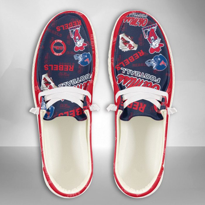 NCAA Ole Miss Rebels Hey Dude Shoes Wally Lace Up Loafers Moccasin Slippers HDS1234