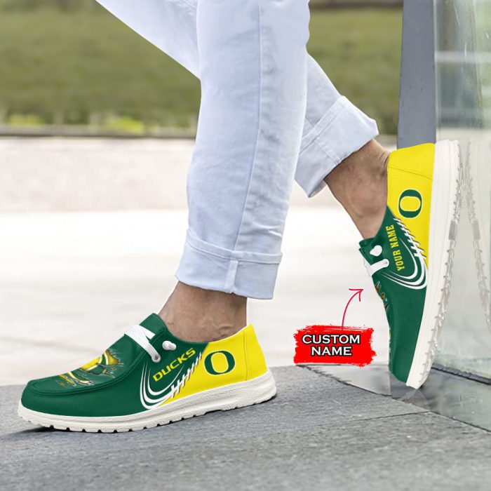 NCAA Oregon Ducks Hey Dude Shoes Wally Lace Up Loafers Moccasin Slippers HDS2440