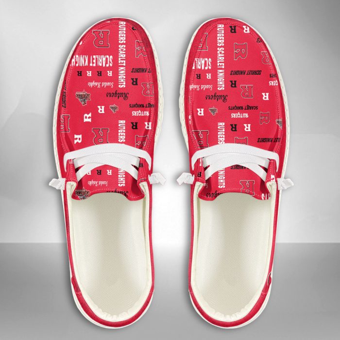 NCAA Rutgers Scarlet Knights Hey Dude Shoes Wally Lace Up Loafers Moccasin Slippers HDS1114