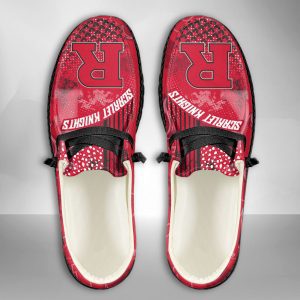 NCAA Rutgers Scarlet Knights Hey Dude Shoes Wally Lace Up Loafers Moccasin Slippers HDS3050