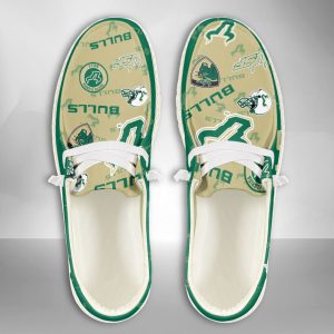 NCAA South Florida Bulls Hey Dude Shoes Wally Lace Up Loafers Moccasin Slippers HDS1642