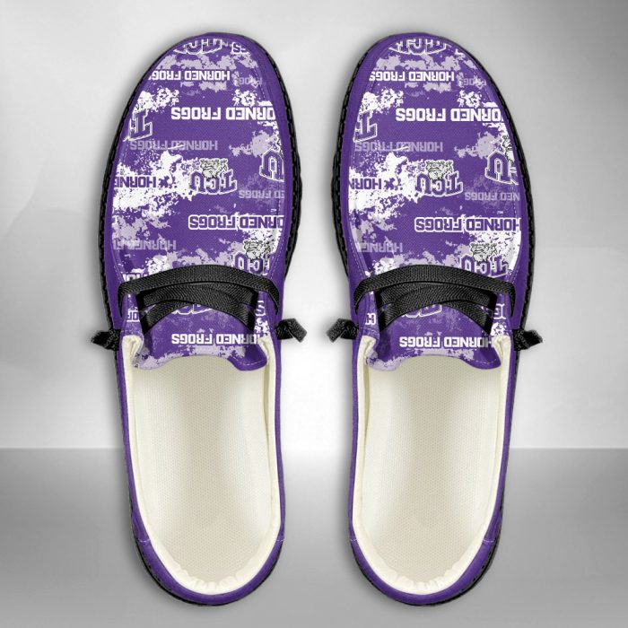 NCAA TCU Horned Frogs Hey Dude Shoes Wally Lace Up Loafers Moccasin Slippers HDS1252