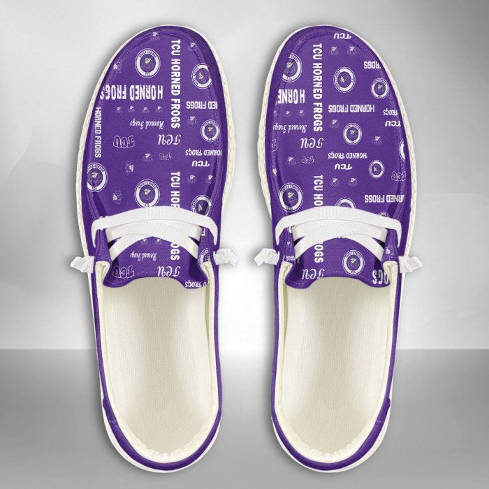 NCAA TCU Horned Frogs Hey Dude Shoes Wally Lace Up Loafers Moccasin Slippers HDS2117
