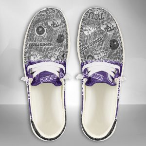 NCAA TCU Horned Frogs Hey Dude Shoes Wally Lace Up Loafers Moccasin Slippers HDS2198