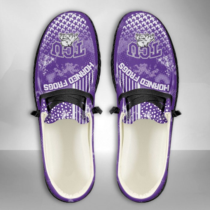 NCAA TCU Horned Frogs Hey Dude Shoes Wally Lace Up Loafers Moccasin Slippers HDS3083