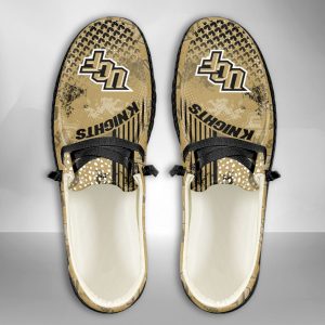 NCAA UCF Knights Hey Dude Shoes Wally Lace Up Loafers Moccasin Slippers HDS3082