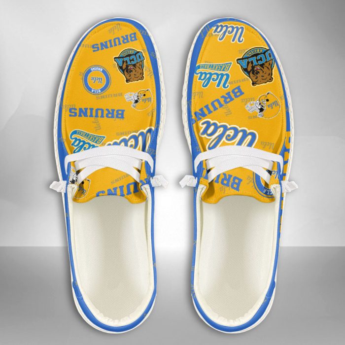 NCAA UCLA Bruins Hey Dude Shoes Wally Lace Up Loafers Moccasin Slippers HDS3107
