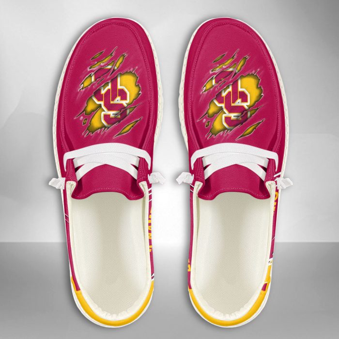 NCAA USC Trojans Hey Dude Shoes Wally Lace Up Loafers Moccasin Slippers HDS1374