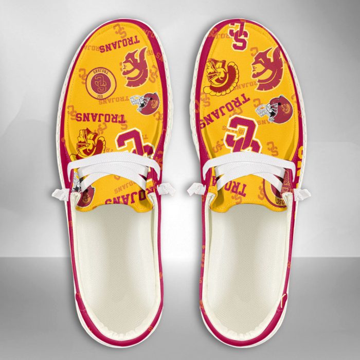 NCAA USC Trojans Hey Dude Shoes Wally Lace Up Loafers Moccasin Slippers HDS1989