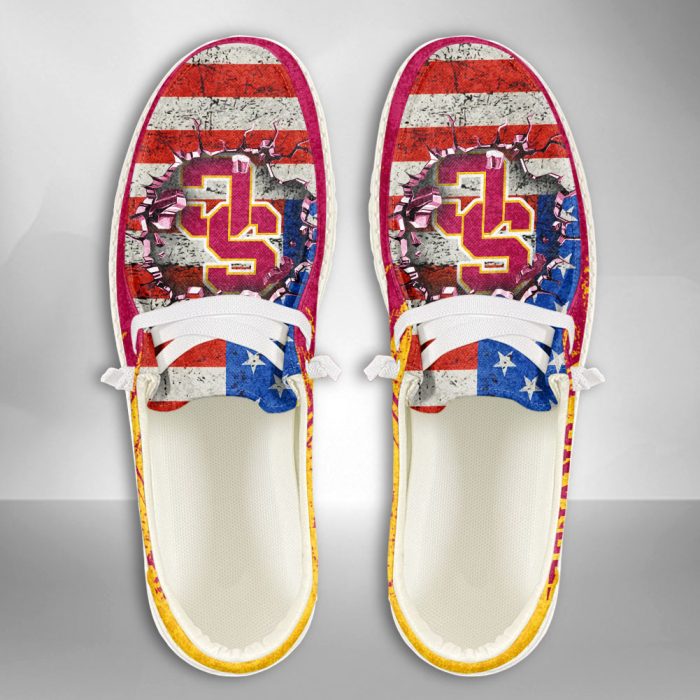 NCAA USC Trojans Hey Dude Shoes Wally Lace Up Loafers Moccasin Slippers HDS2147
