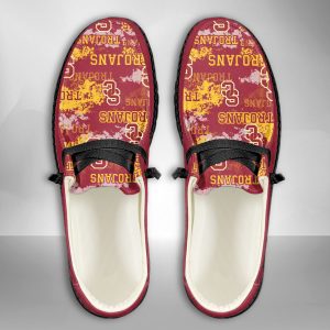 NCAA USC Trojans Hey Dude Shoes Wally Lace Up Loafers Moccasin Slippers HDS2658