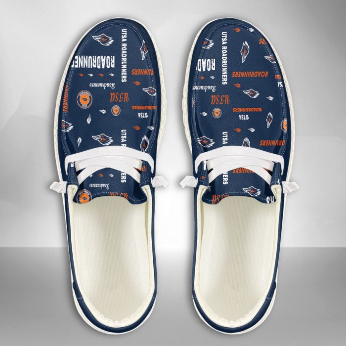 NCAA UTSA Roadrunners Hey Dude Shoes Wally Lace Up Loafers Moccasin Slippers HDS2802