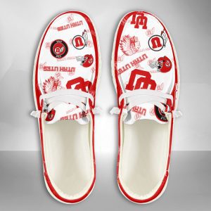 NCAA Utah Utes Hey Dude Shoes Wally Lace Up Loafers Moccasin Slippers HDS2684
