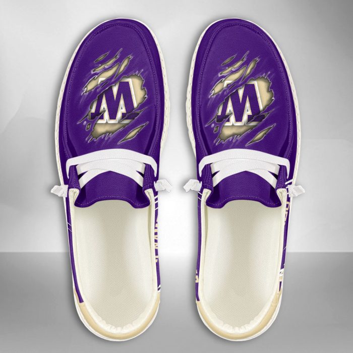 NCAA Washington Huskies Hey Dude Shoes Wally Lace Up Loafers Moccasin Slippers HDS2385