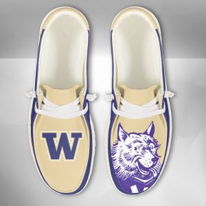 NCAA Washington Huskies Hey Dude Shoes Wally Lace Up Loafers Moccasin Slippers HDS2492