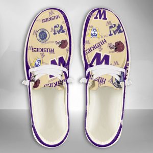 NCAA Washington Huskies Hey Dude Shoes Wally Lace Up Loafers Moccasin Slippers HDS2586