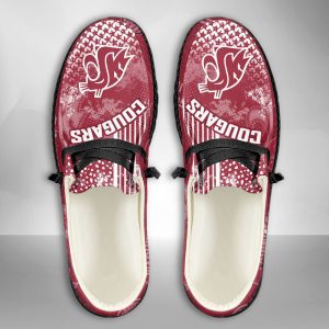 NCAA Washington State Cougars Hey Dude Shoes Wally Lace Up Loafers Moccasin Slippers HDS2430