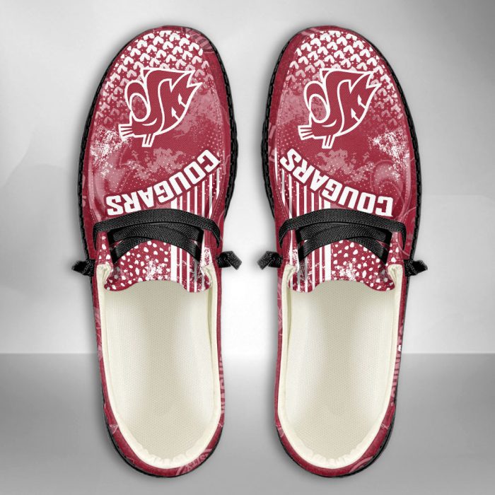 NCAA Washington State Cougars Hey Dude Shoes Wally Lace Up Loafers Moccasin Slippers HDS2430