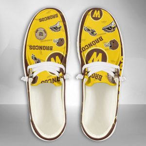 NCAA Western Michigan Broncos Hey Dude Shoes Wally Lace Up Loafers Moccasin Slippers HDS1612