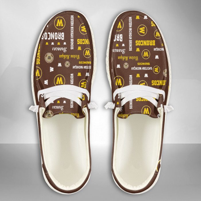 NCAA Western Michigan Broncos Hey Dude Shoes Wally Lace Up Loafers Moccasin Slippers HDS2045