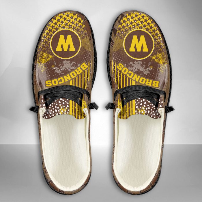 NCAA Western Michigan Broncos Hey Dude Shoes Wally Lace Up Loafers Moccasin Slippers HDS3021