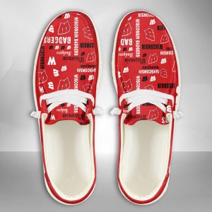NCAA Wisconsin Badgers Hey Dude Shoes Wally Lace Up Loafers Moccasin Slippers HDS2080