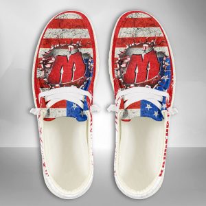 NCAA Wisconsin Badgers Hey Dude Shoes Wally Lace Up Loafers Moccasin Slippers HDS2169