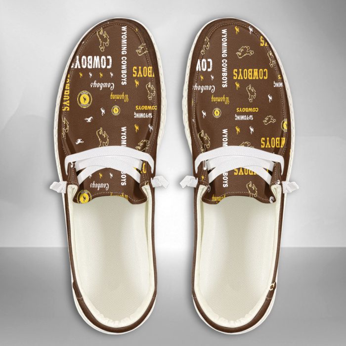 NCAA Wyoming Cowboys Hey Dude Shoes Wally Lace Up Loafers Moccasin Slippers HDS2800