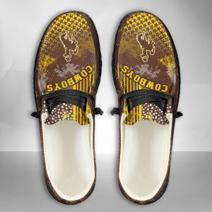 NCAA Wyoming Cowboys Hey Dude Shoes Wally Lace Up Loafers Moccasin Slippers HDS3017