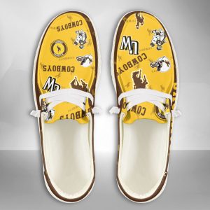 NCAA Wyoming Cowboys Hey Dude Shoes Wally Lace Up Loafers Moccasin Slippers HDS3060