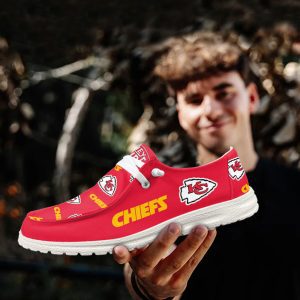 NFL Kansas City Chiefs Hey Dude Shoes Wally Lace Up Loafers Moccasin Slippers HDS1848