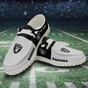 NFL Las Vegas Raiders Hey Dude Shoes Wally Lace Up Loafers Moccasin Slippers HDS1608