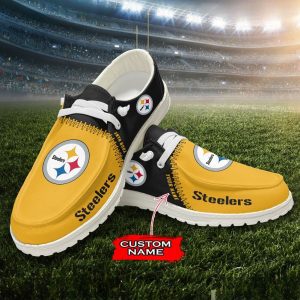 NFL Pittsburgh Steelers Hey Dude Shoes Wally Lace Up Loafers Moccasin Slippers HDS1713