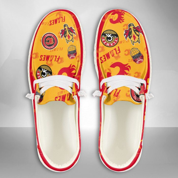 NHL Calgary Flames Hey Dude Shoes Wally Lace Up Loafers Moccasin Slippers HDS2649