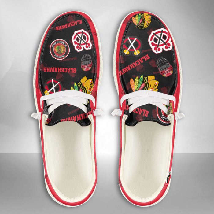 NHL Chicago Blackhawks Hey Dude Shoes Wally Lace Up Loafers Moccasin Slippers HDS2544