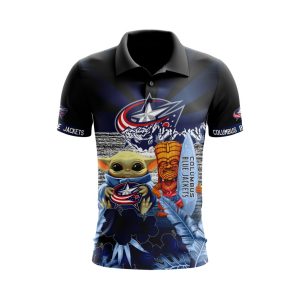 NHL Columbus Blue Jackets Specialized Polo Shirt Golf Shirt Star Wars May The 4th Be With You PLS4733