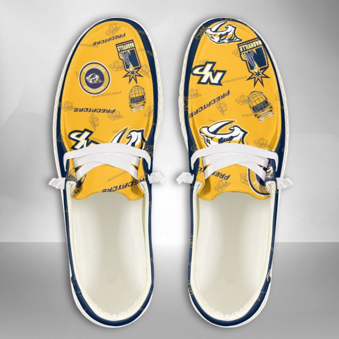 NHL Nashville Predators Hey Dude Shoes Wally Lace Up Loafers Moccasin Slippers HDS2642