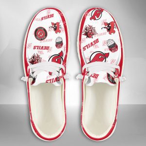 NHL New Jersey Devils Hey Dude Shoes Wally Lace Up Loafers Moccasin Slippers HDS2641
